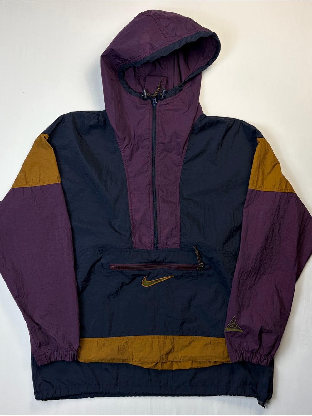 Vintage 90s Nike ACG Colorblock Packable Pullover Jacket - Purple, Navy, Mustard